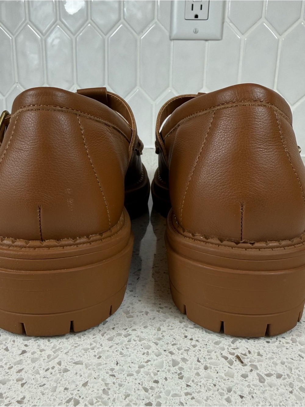 Chelsea & Violet T-Bar Loafer’s Tan Platform Mary Jane Women’s Size 9.5 - Picture 8 of 11